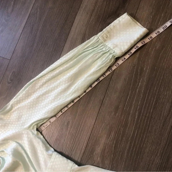 Something Navy Jacquard Wrap Surplice Peplum Mint Green Vneck Blouse Size Small - Picture 4 of 10